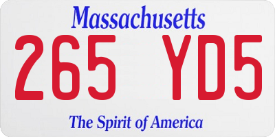 MA license plate 265YD5