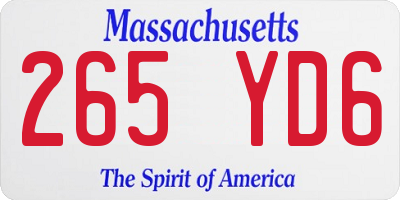 MA license plate 265YD6