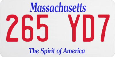 MA license plate 265YD7