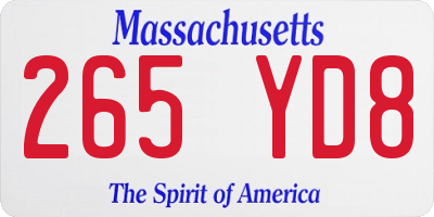 MA license plate 265YD8