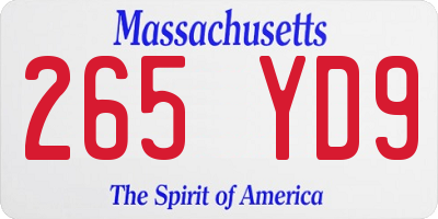 MA license plate 265YD9