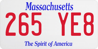 MA license plate 265YE8