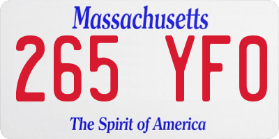 MA license plate 265YF0