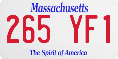 MA license plate 265YF1
