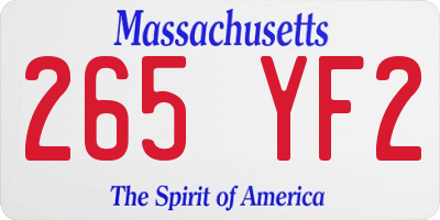 MA license plate 265YF2