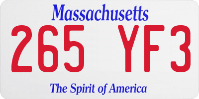 MA license plate 265YF3
