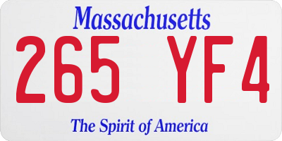 MA license plate 265YF4