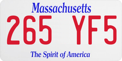 MA license plate 265YF5
