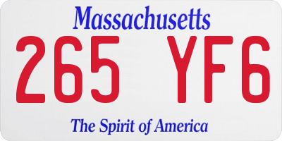 MA license plate 265YF6