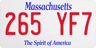 MA license plate 265YF7