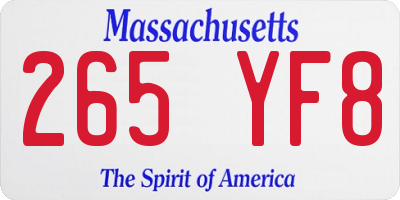 MA license plate 265YF8
