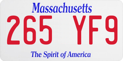 MA license plate 265YF9