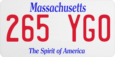 MA license plate 265YG0