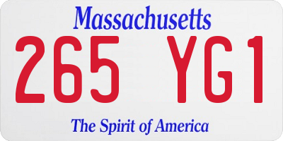 MA license plate 265YG1