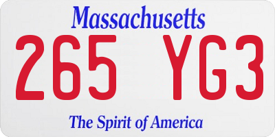 MA license plate 265YG3