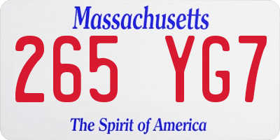 MA license plate 265YG7