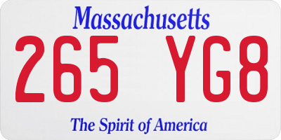 MA license plate 265YG8