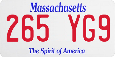 MA license plate 265YG9