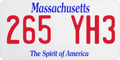 MA license plate 265YH3