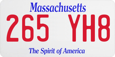 MA license plate 265YH8
