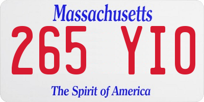 MA license plate 265YI0