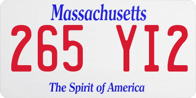 MA license plate 265YI2