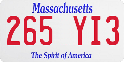 MA license plate 265YI3