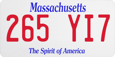 MA license plate 265YI7