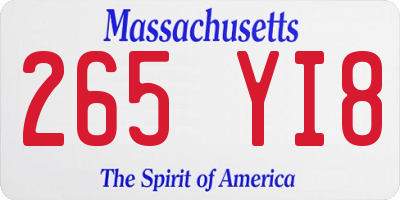 MA license plate 265YI8