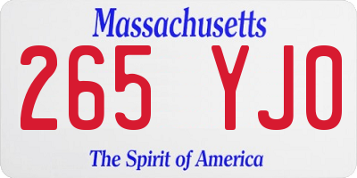 MA license plate 265YJ0