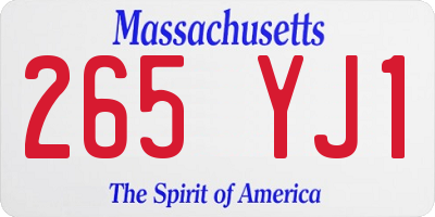 MA license plate 265YJ1