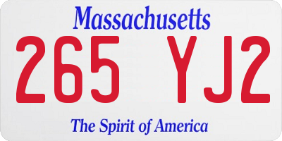 MA license plate 265YJ2