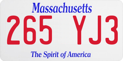 MA license plate 265YJ3