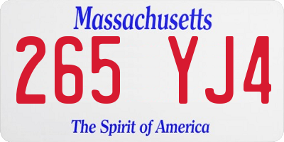 MA license plate 265YJ4