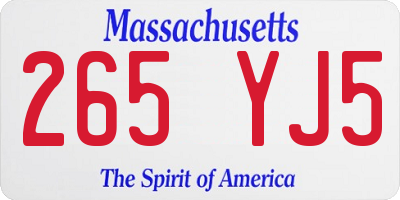 MA license plate 265YJ5
