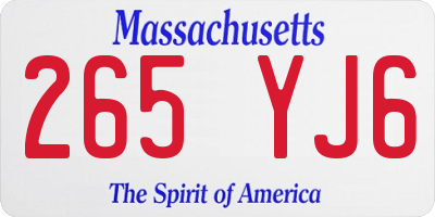 MA license plate 265YJ6