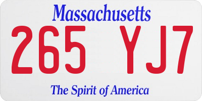 MA license plate 265YJ7
