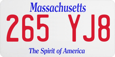 MA license plate 265YJ8