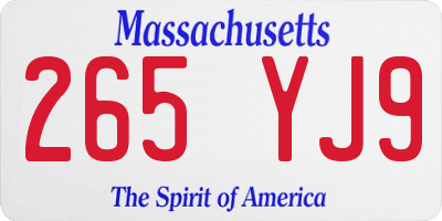MA license plate 265YJ9