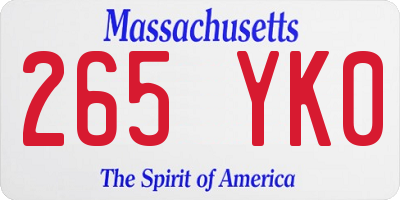 MA license plate 265YK0