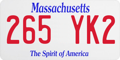 MA license plate 265YK2