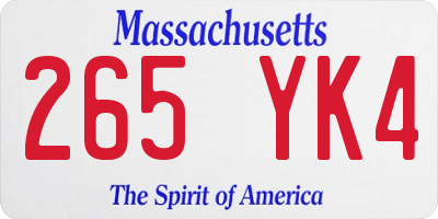 MA license plate 265YK4