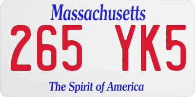 MA license plate 265YK5