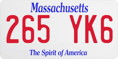 MA license plate 265YK6