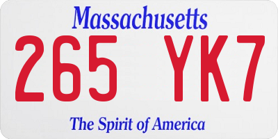 MA license plate 265YK7