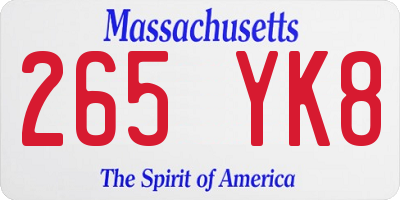MA license plate 265YK8