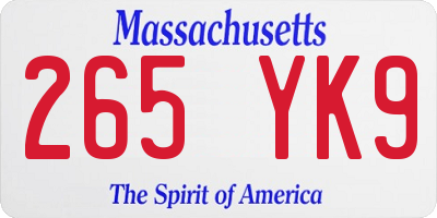 MA license plate 265YK9