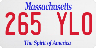 MA license plate 265YL0