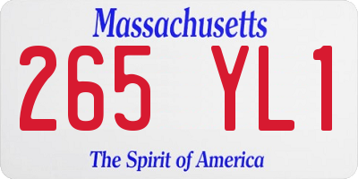 MA license plate 265YL1