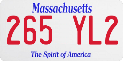 MA license plate 265YL2